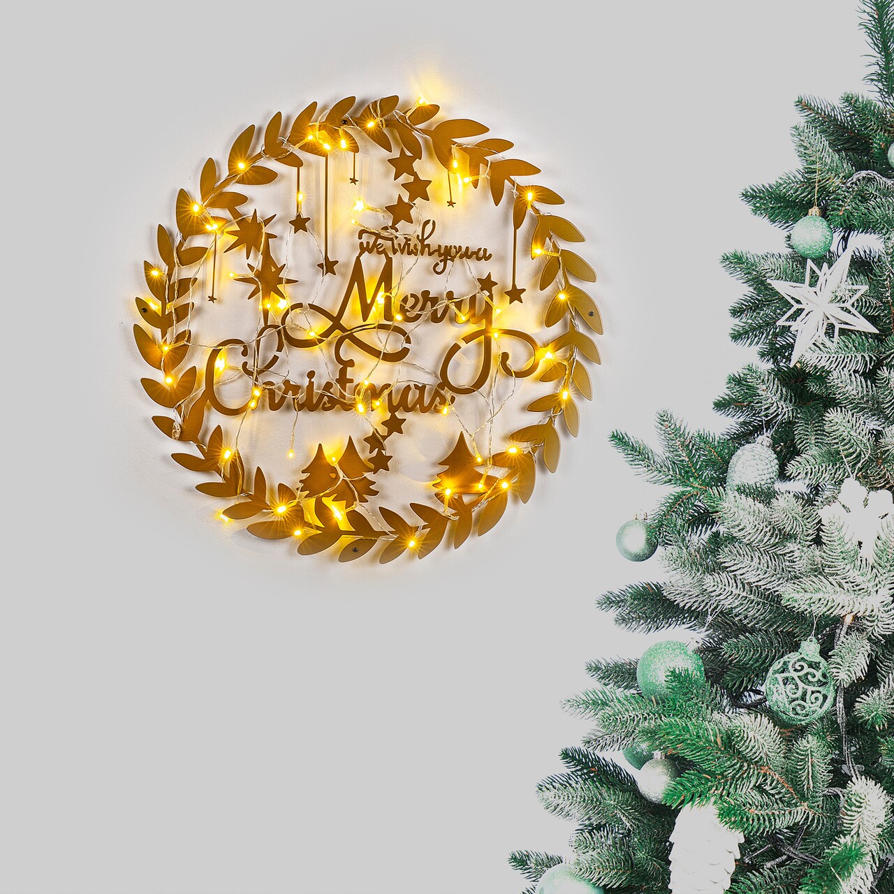 Decoratiune de luminoasa XMASGOLD-010, Tanelorn, 56x56 cm, metal, auriu - imagine 6